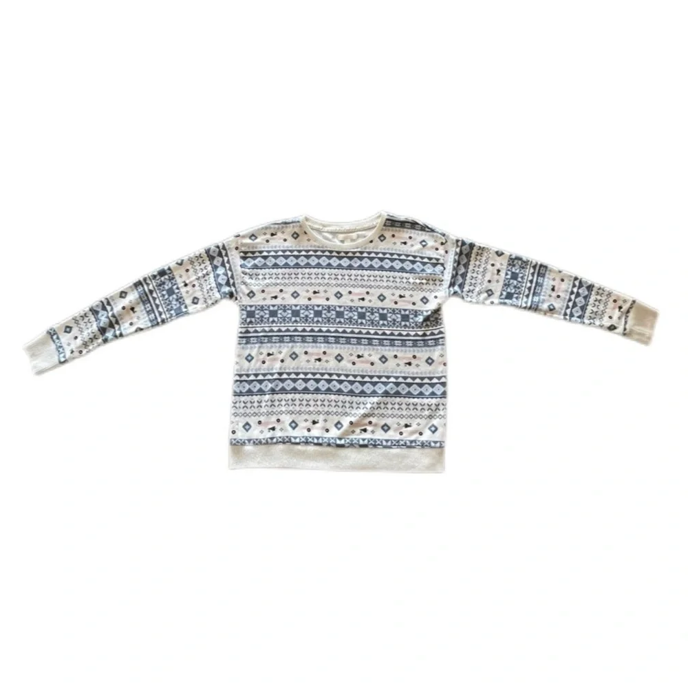 Lauren Conrad Intimates Long Sleeve Top Blue White Pink Design Women’s XS
